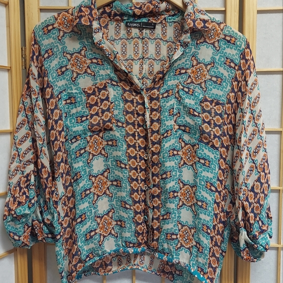 Gypsy 05 Tops - Gypsy 05 100% Silk Bohemian Blouse - Size Small